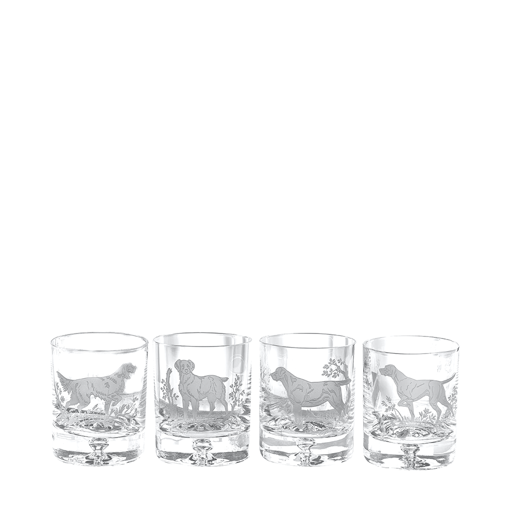Julie Wear Hunting Dogs Rocks Glasses, Set of 4