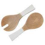 Wood and White Enamel Serving Set