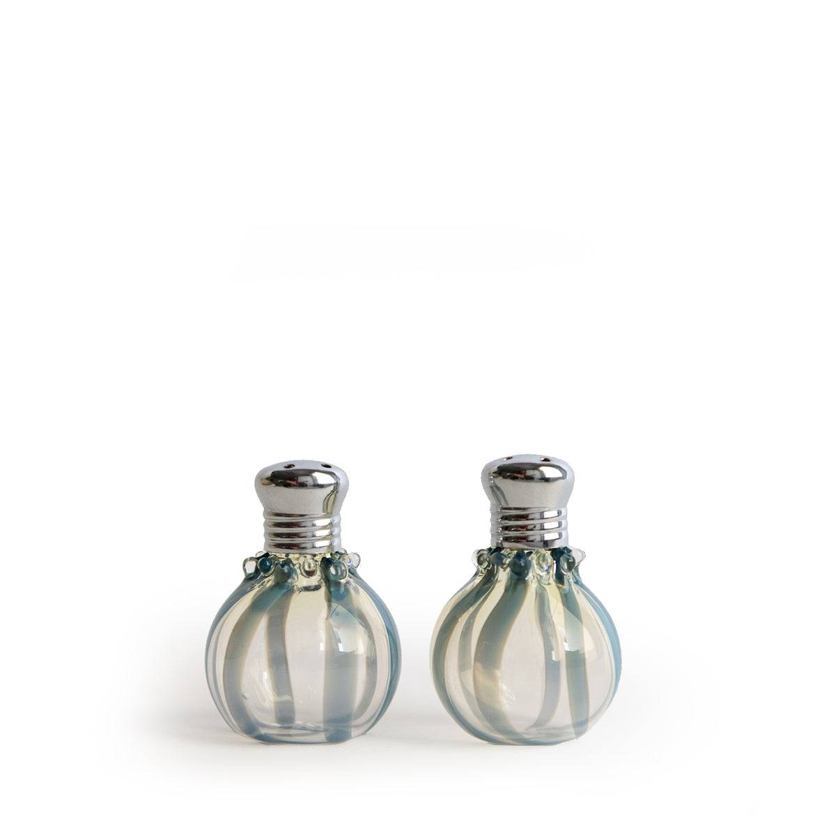 Green Glass Light Bulb Salt and Pepper Shakers 