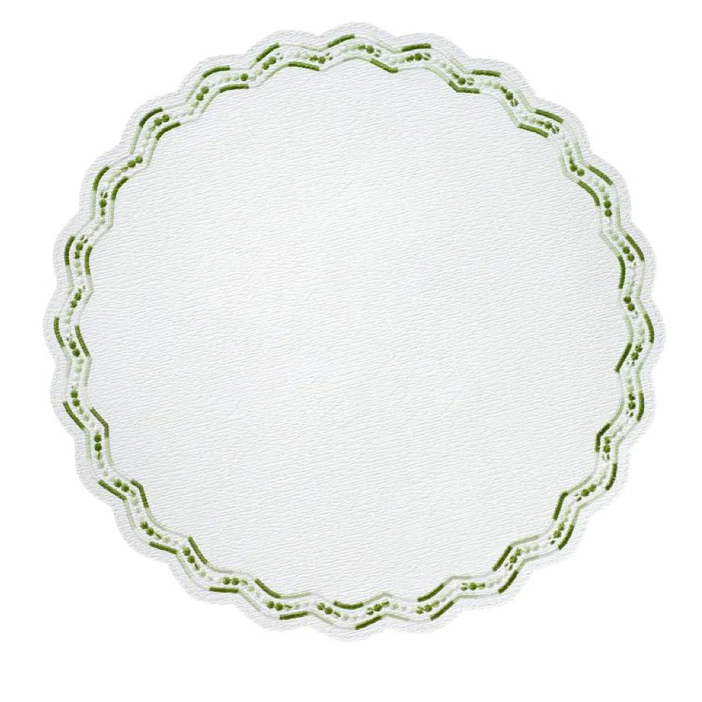 Ombre Embroidered Scalloped Placemats, Green