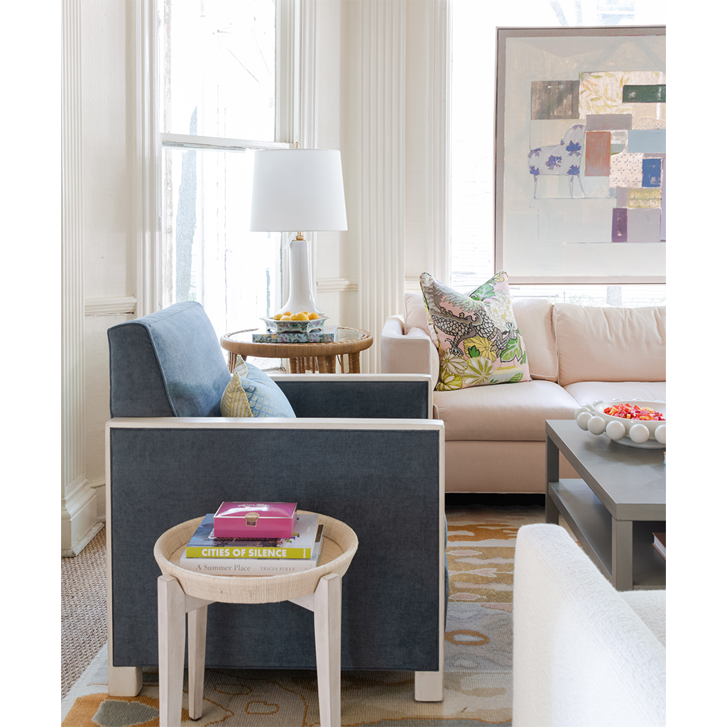 rio medium table styled in living room