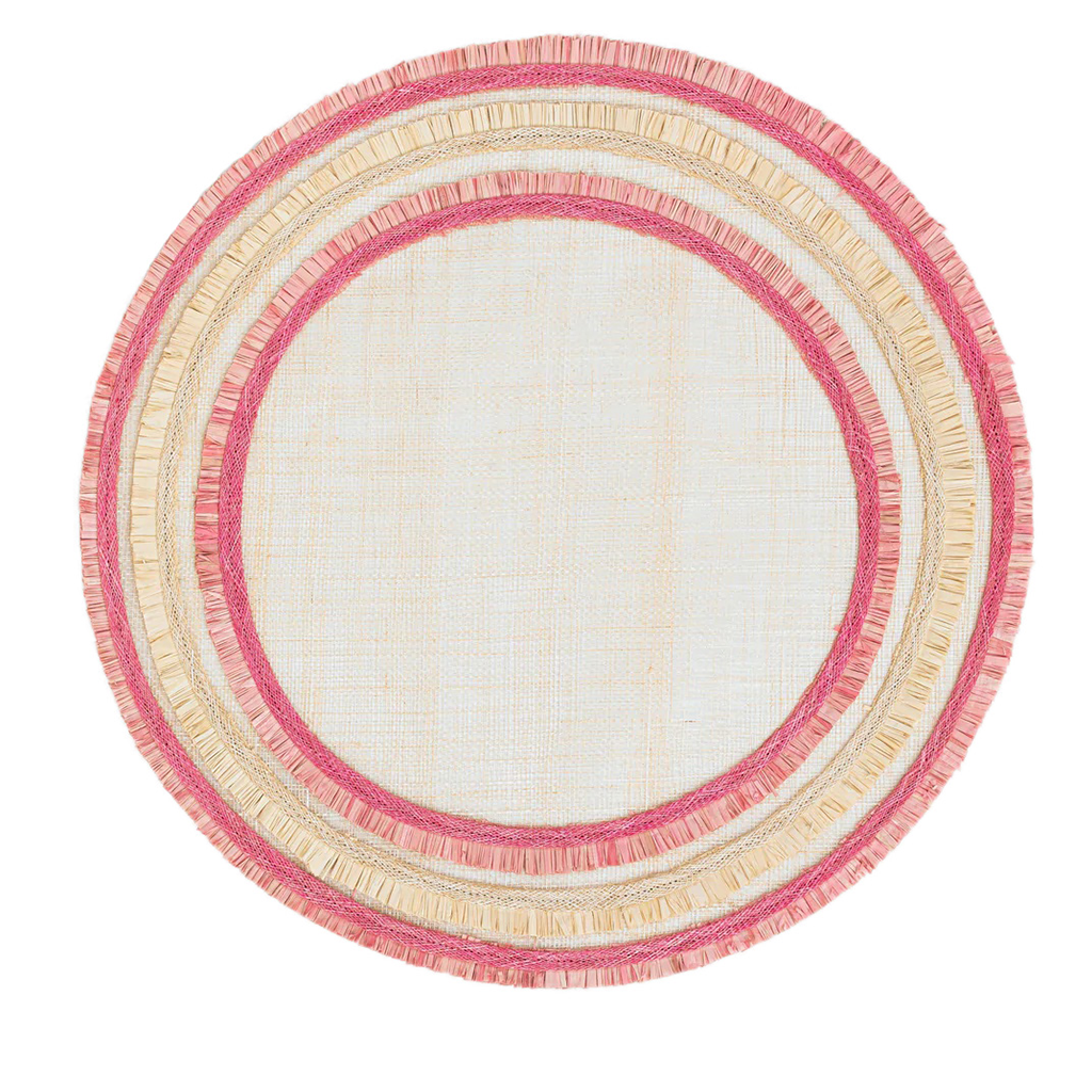 Ruffled Straw Placemat, Pink