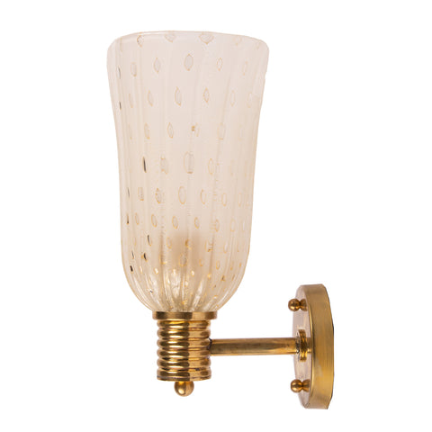 Side view of Vintage Pair of Gold Fleck Murano Sconces