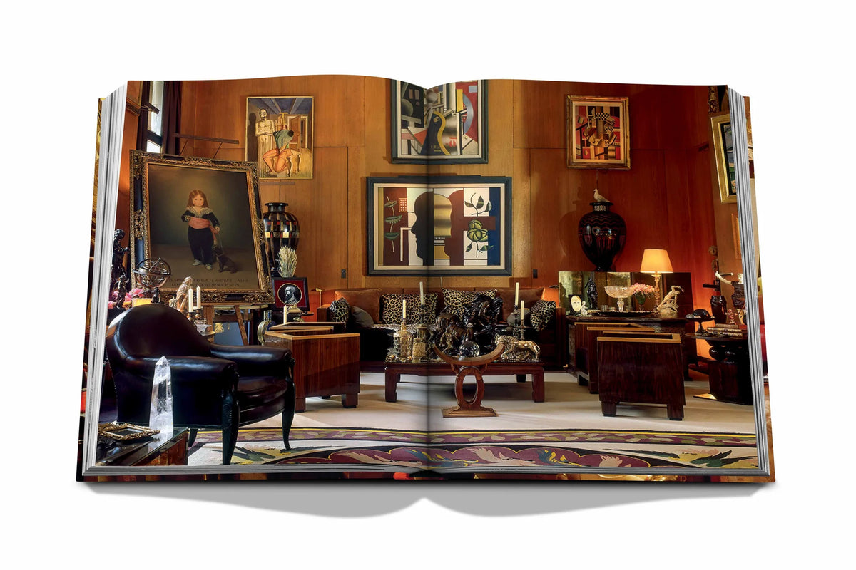 Yves Saint Laurent at Home book cover, photograph of a living room of Yves Saint Laurent