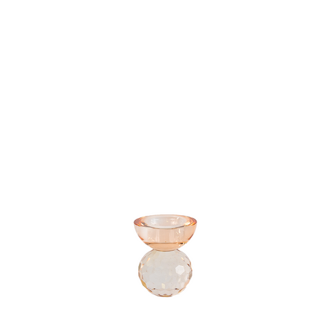 blush/coral pink small crystal candlestick holder