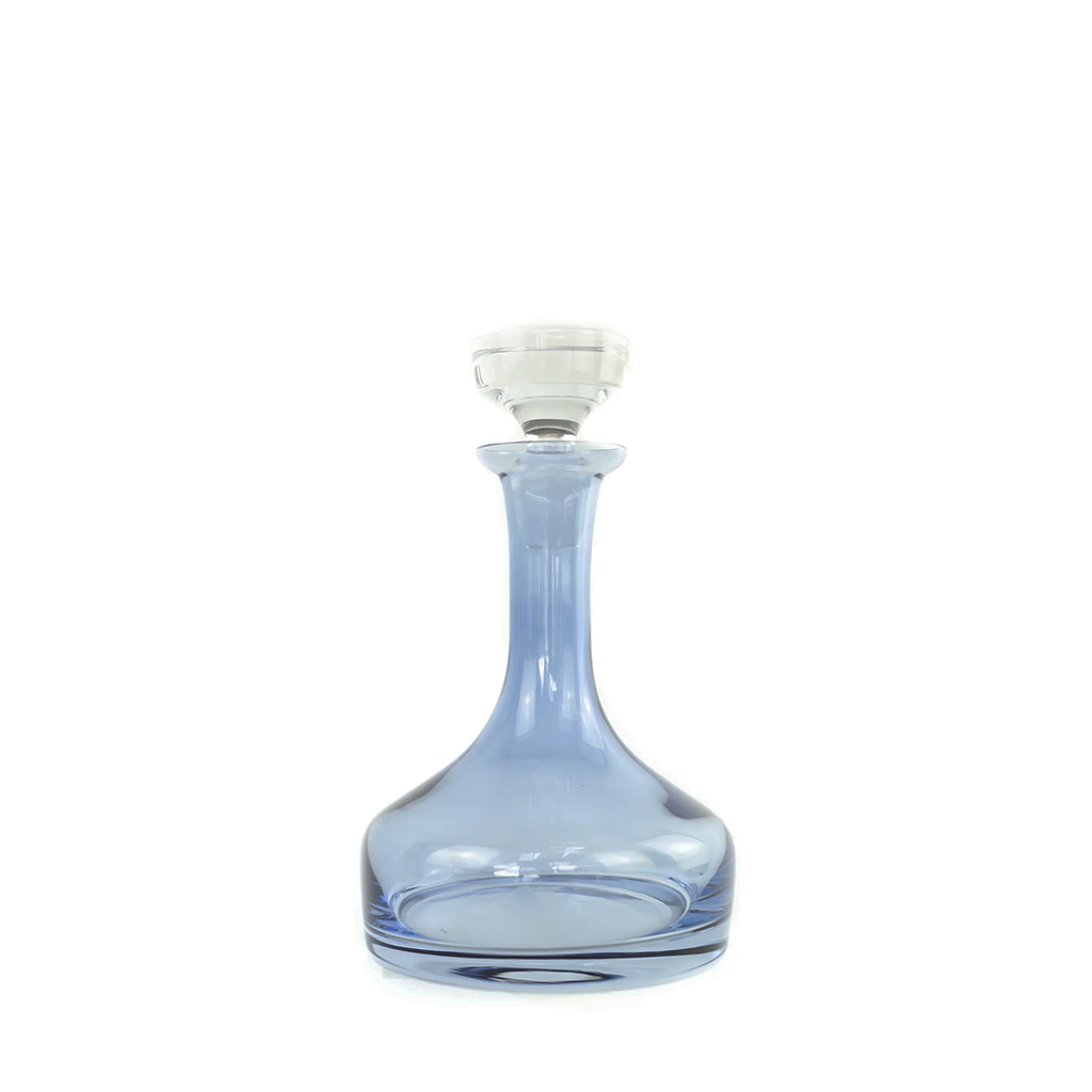 Estelle Colored Glass Decanter In a medium blue