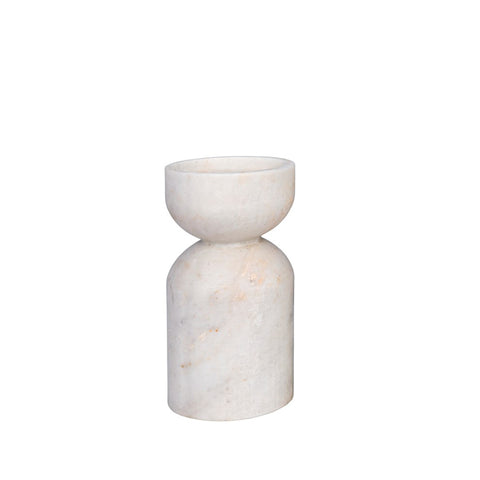Curved White Marble Candle Holder