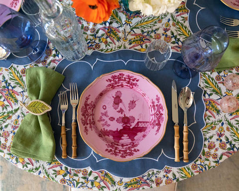 Victoria Tablecloth on table below place setting 