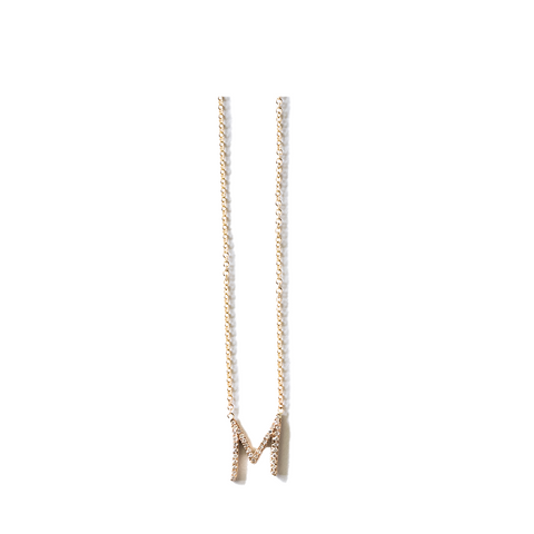 Yellow Gold Chain and Initial with diamonds
