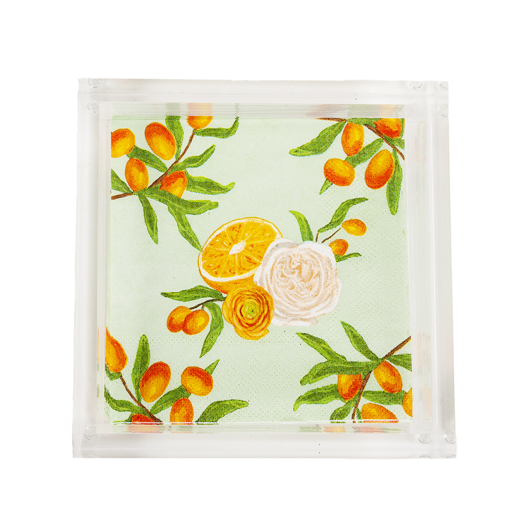 Acrylic Cocktail Napkin Holder Blue Print