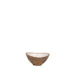wooden bowl with white enamel interior