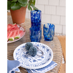 Straw Pompom Napkin Ring, Blue styled