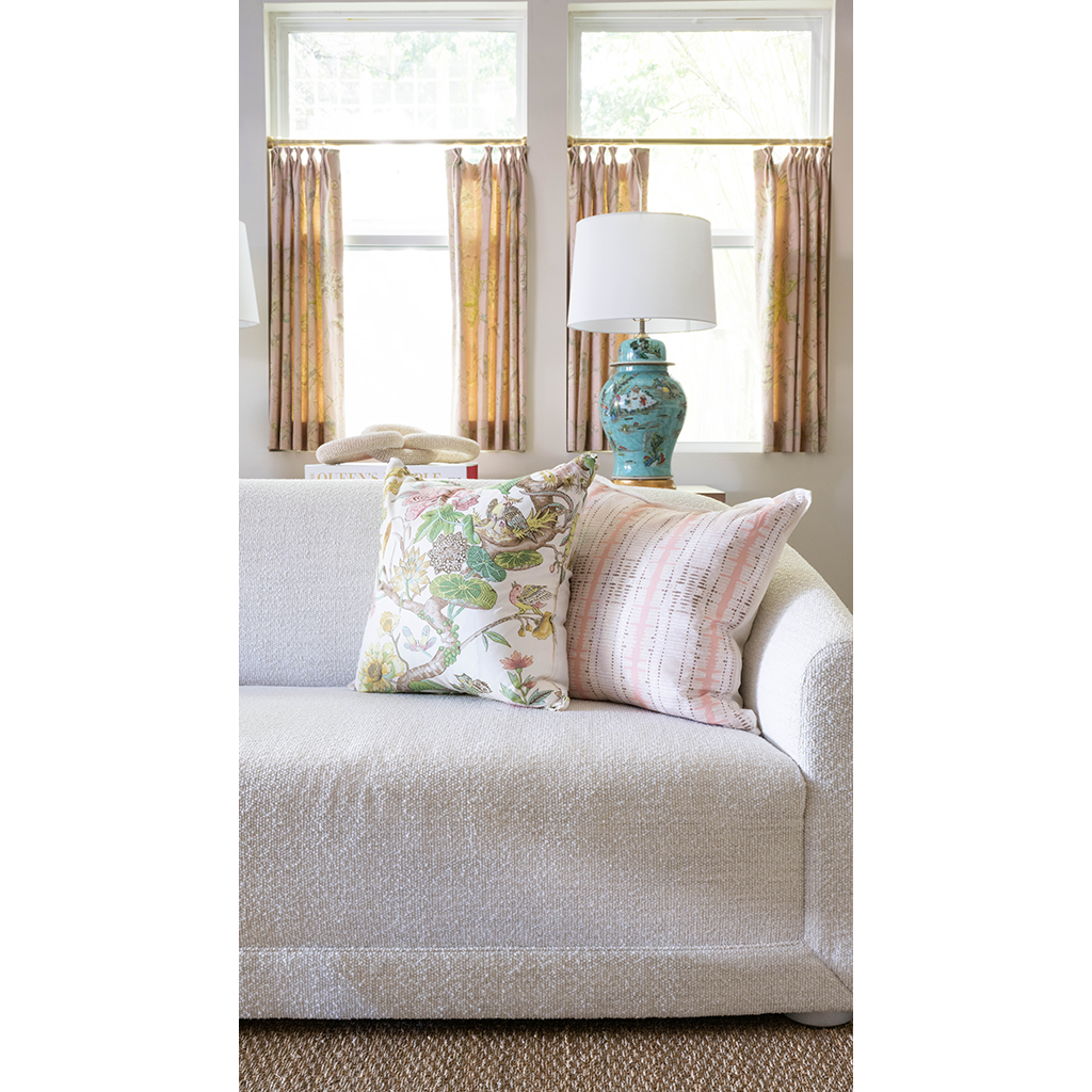 Dreamy Garden pillow styled on couch