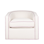 white rockport chair with lavender detail