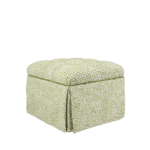 green patterned bench