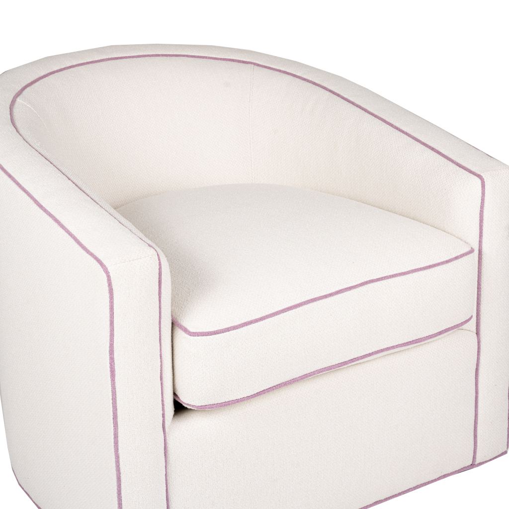 white rockport chair with lavender detail