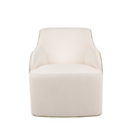 ivory boucle chair with green trim
