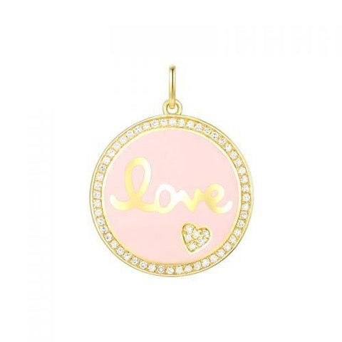 pink and gold "love" charm
