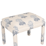 floral blue and white bench