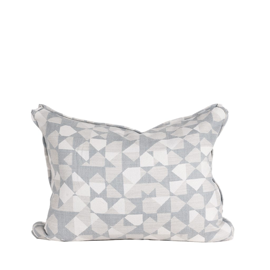 blue gepmetric lumbar pillow