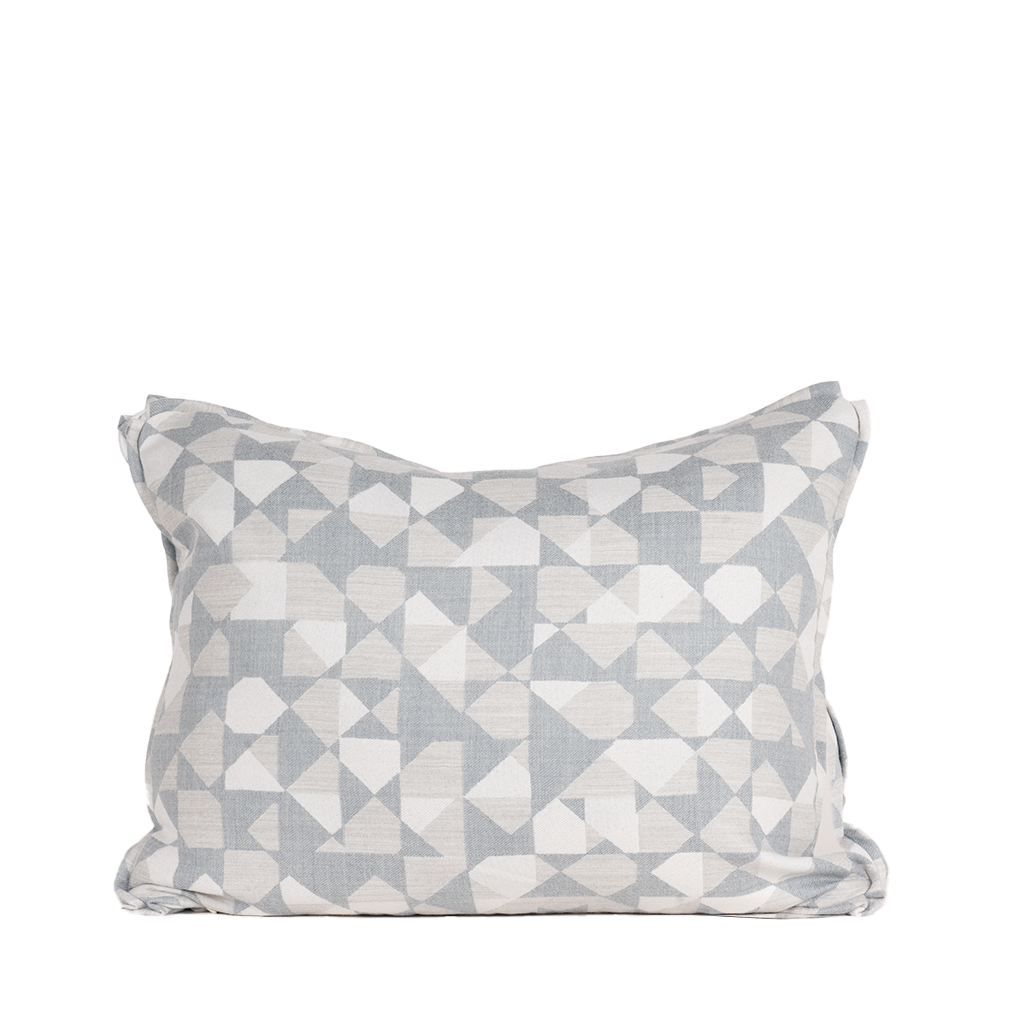 blue gepmetric lumbar pillow