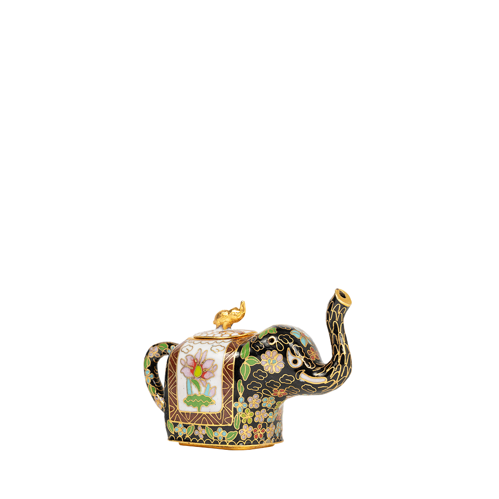 Miniature Cloisonne Elephant Teapot side view