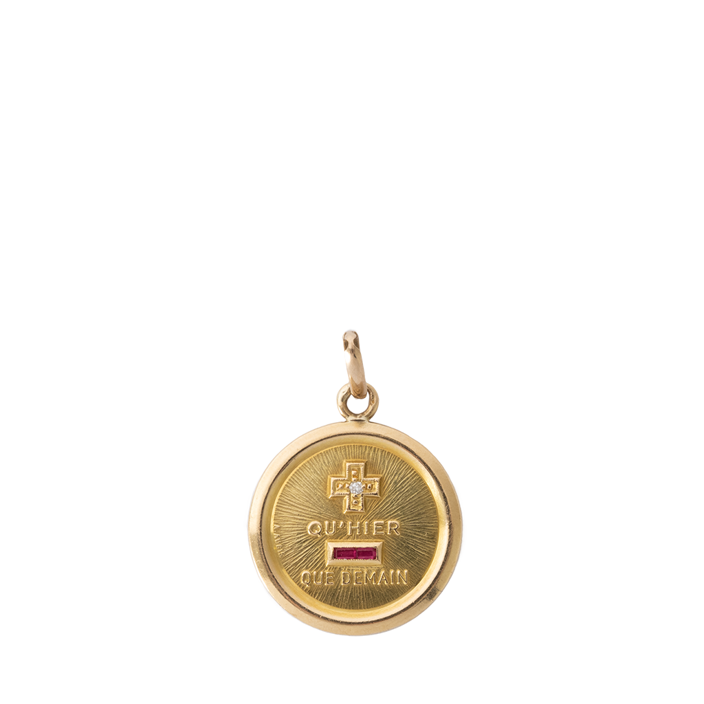Vintage Ruby and Diamond Qu'hier Que Demain Charm