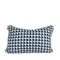 blue, white, and navy geometric pillow