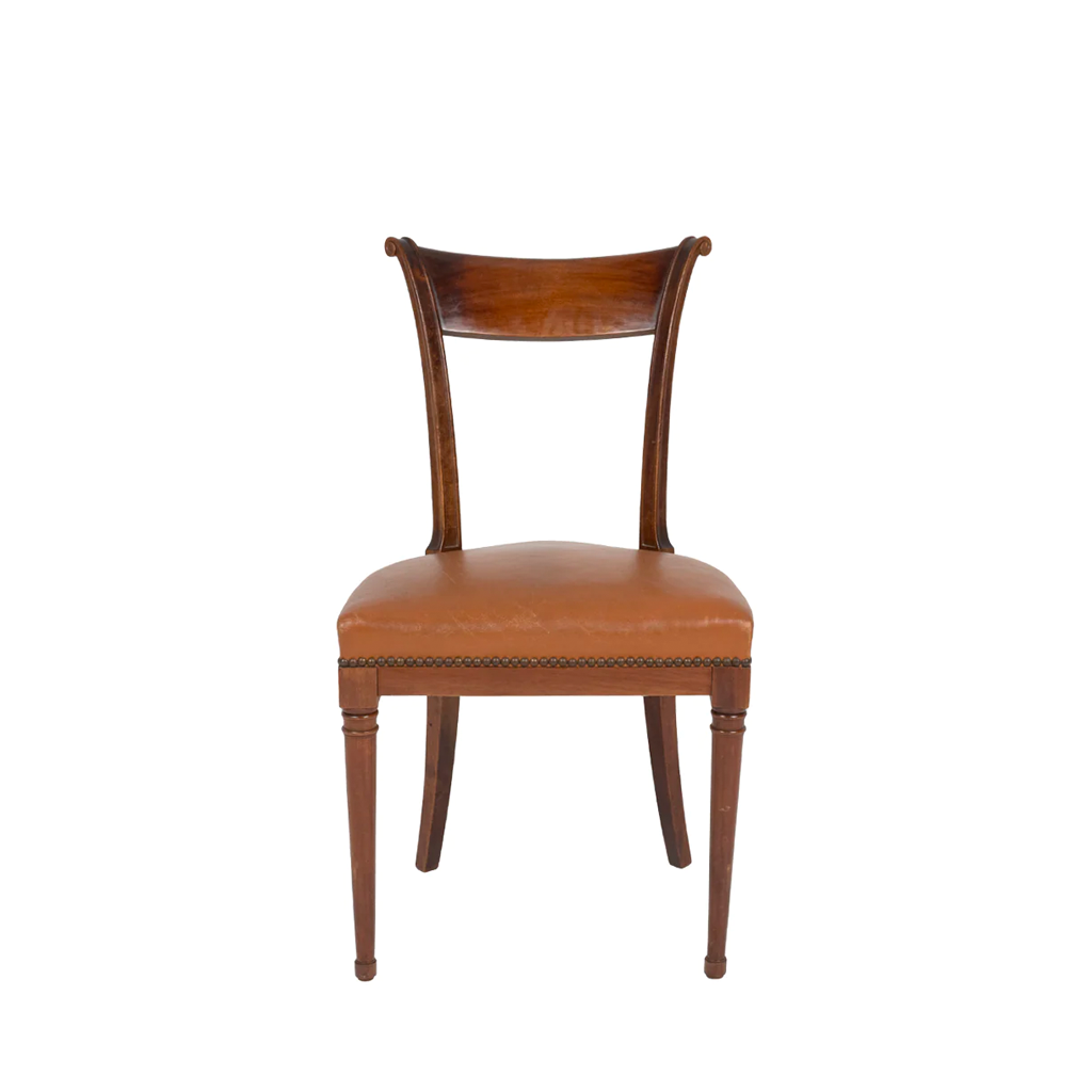 vintage brown leather dining chair