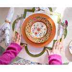 orange floral plate a top table scape