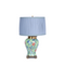 Blue and Green chinoiserie lamp with custom blue shade