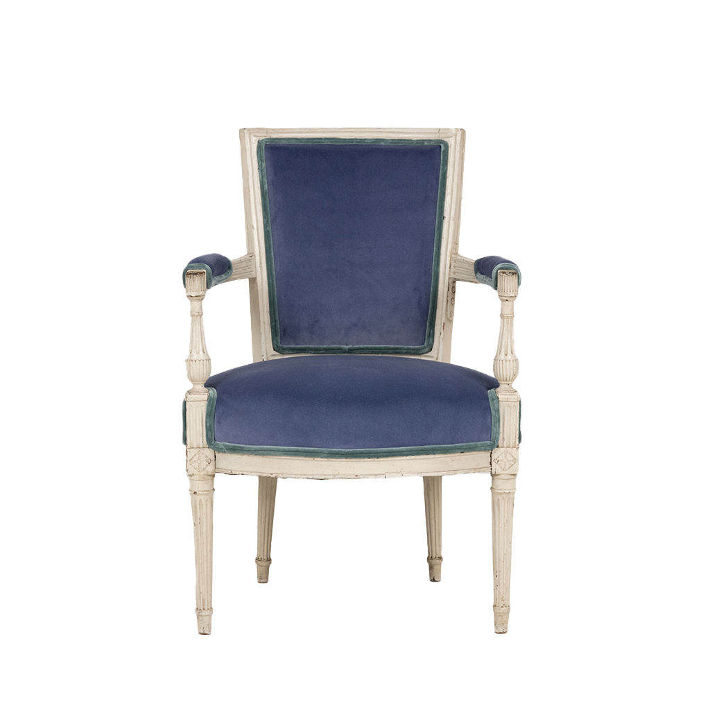 blue and teal velvet arm chair