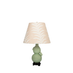 Celadon Double Gourd Lamp with Custom Pink Shade