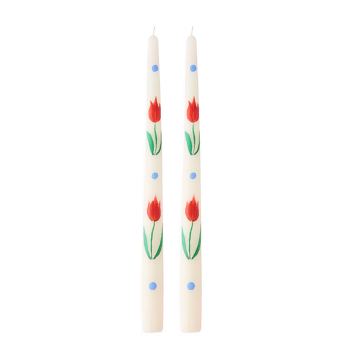 Two tulip taper candles