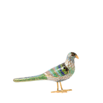 Decorative bird figurine with intricate patterns on a white background