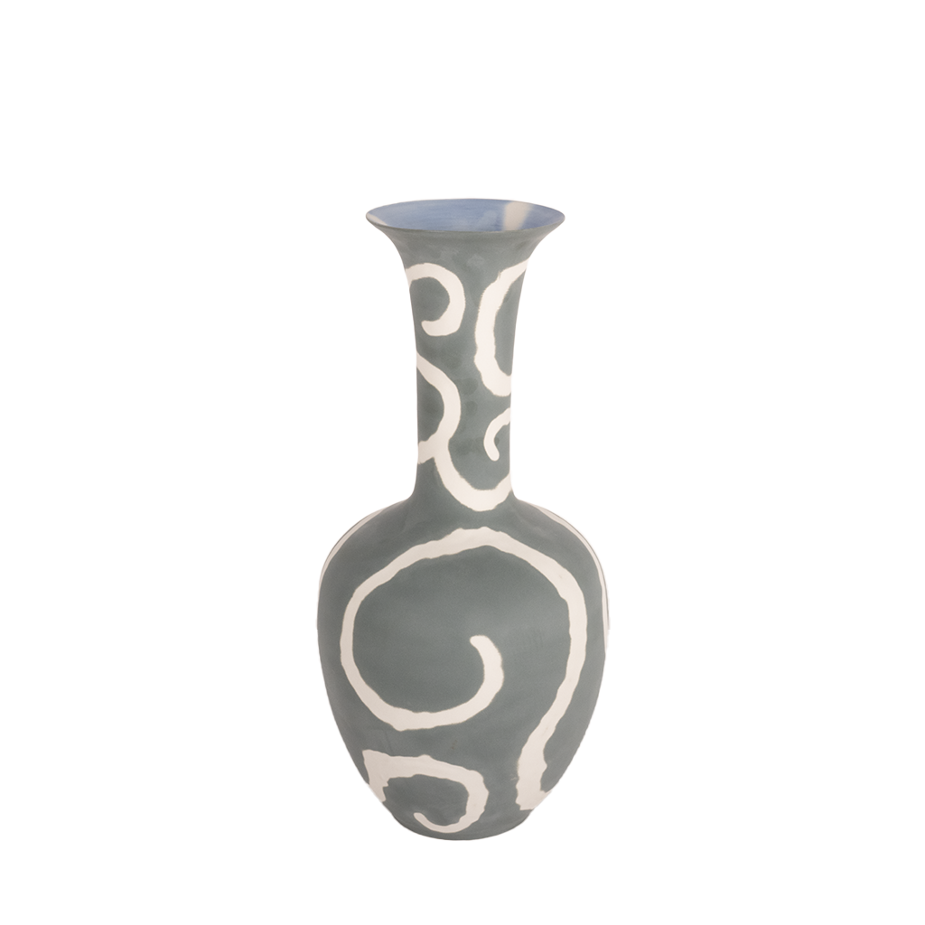 Grey Fluted Vase