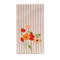 pink stripe napkin with poppys