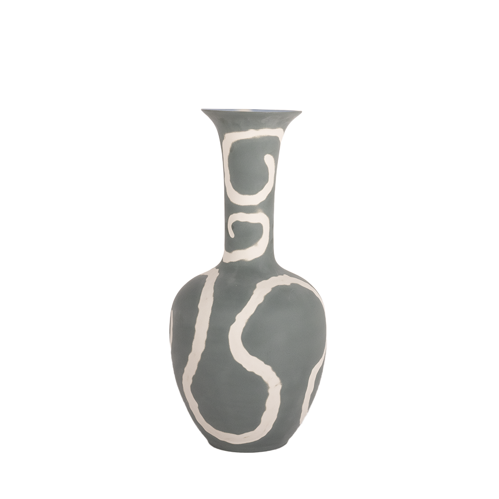 Grey Fluted Vase