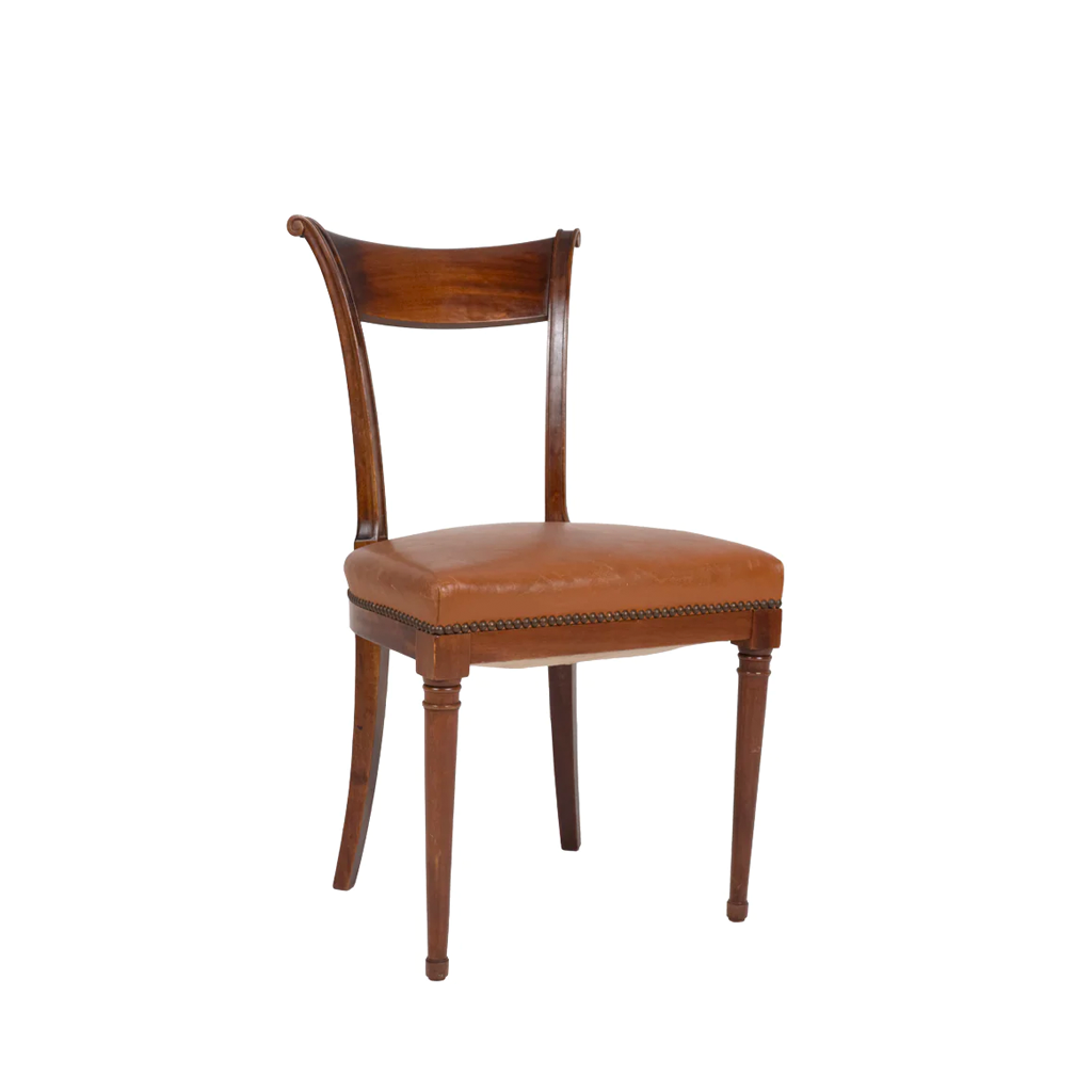 vintage brown leather dining chair