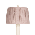White Marble Column Lamp with Purple Paisley Shade
