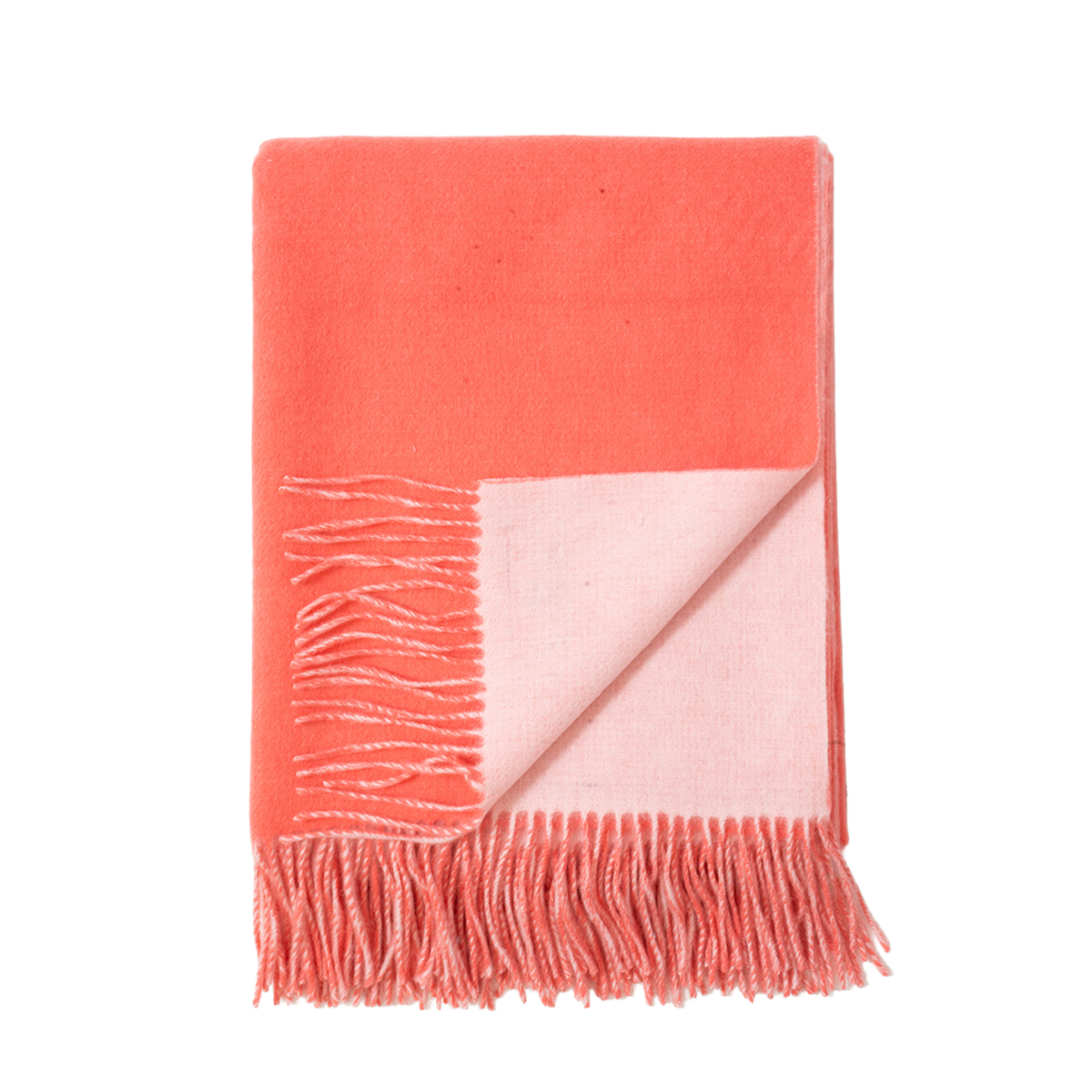 Reversible Cashmere & Wool Throw, Coral and Pink Sands