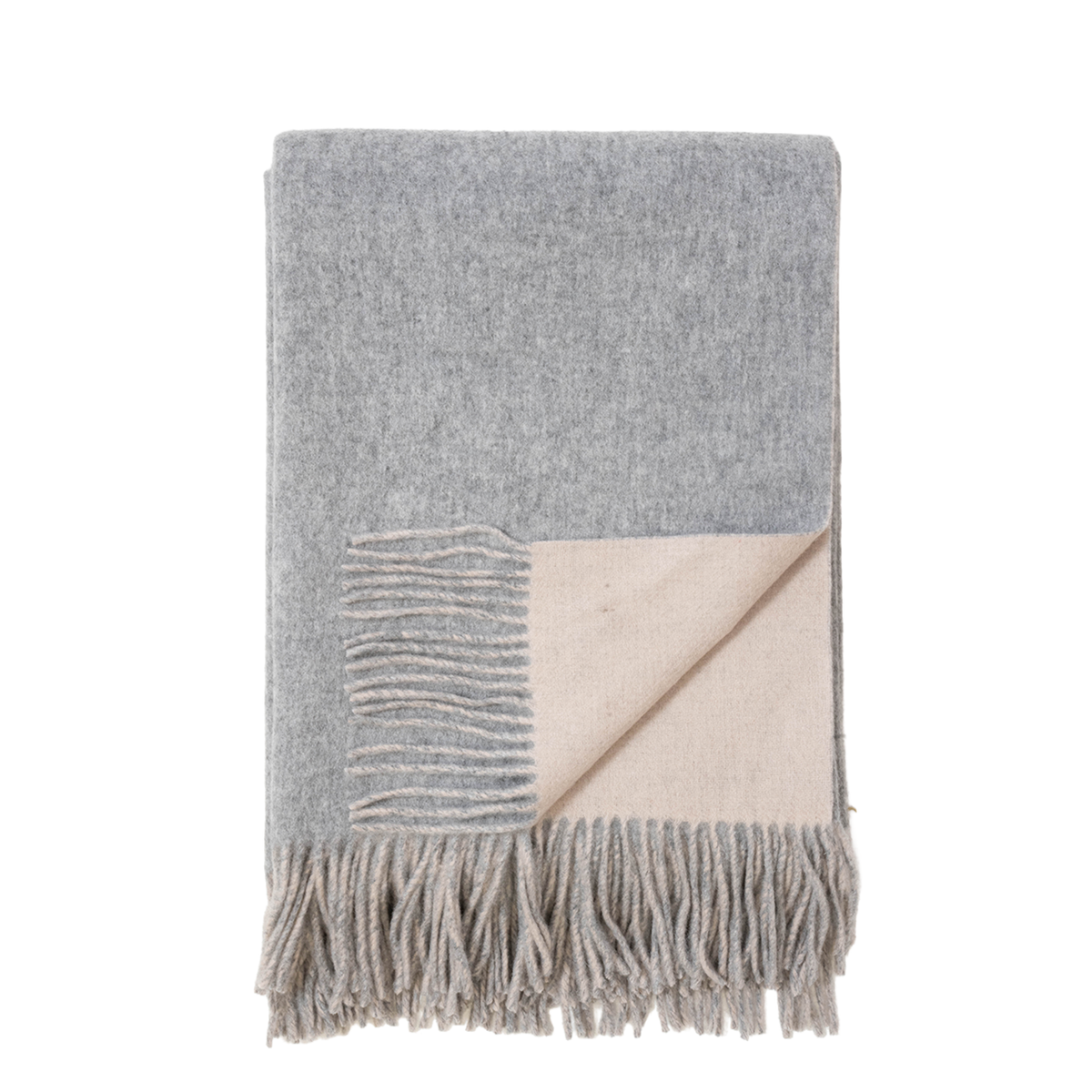 Reversible Cashmere & Wool Throw, Ash and Bisque