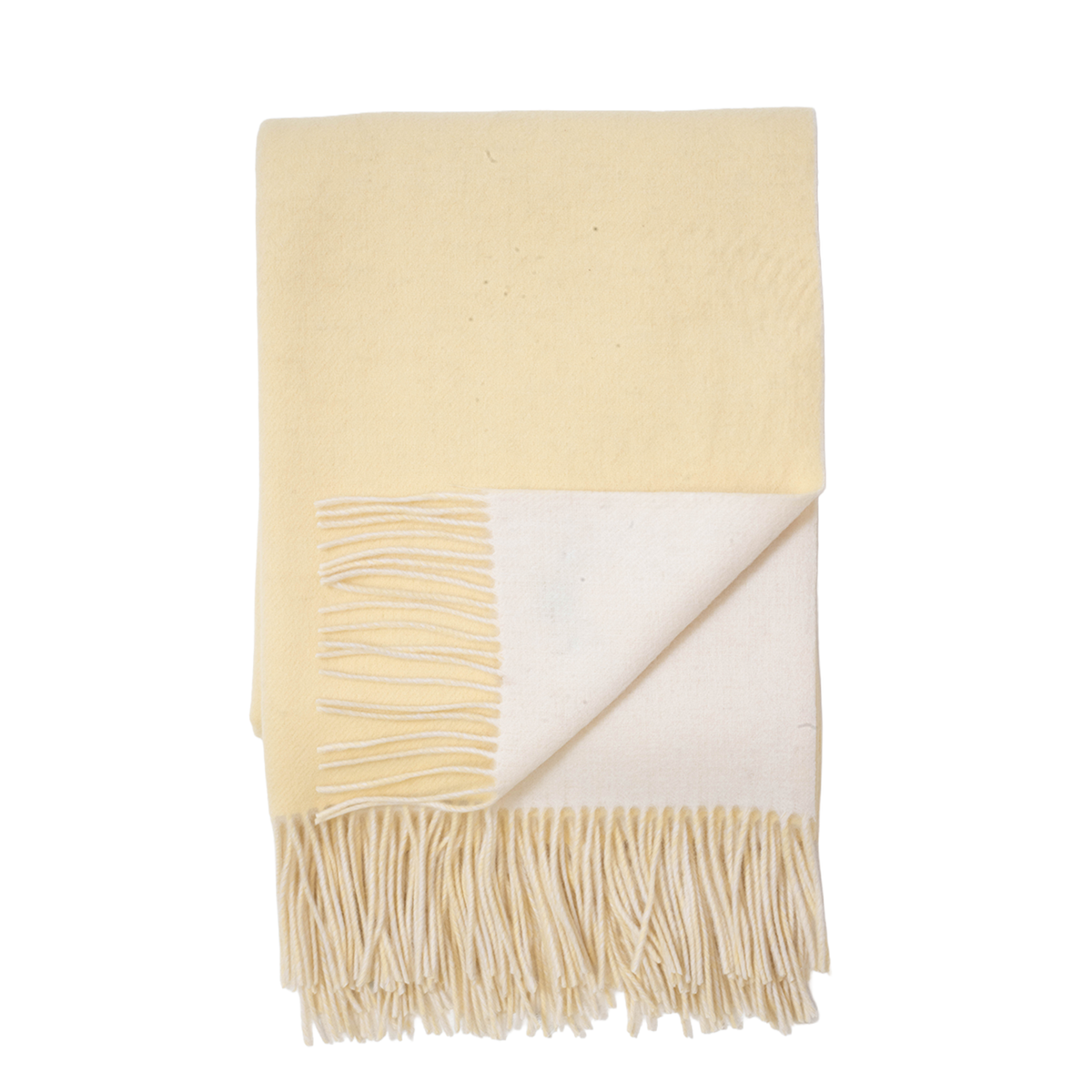 Reversible Cashmere & Wool Throw, White and Lemon Sun