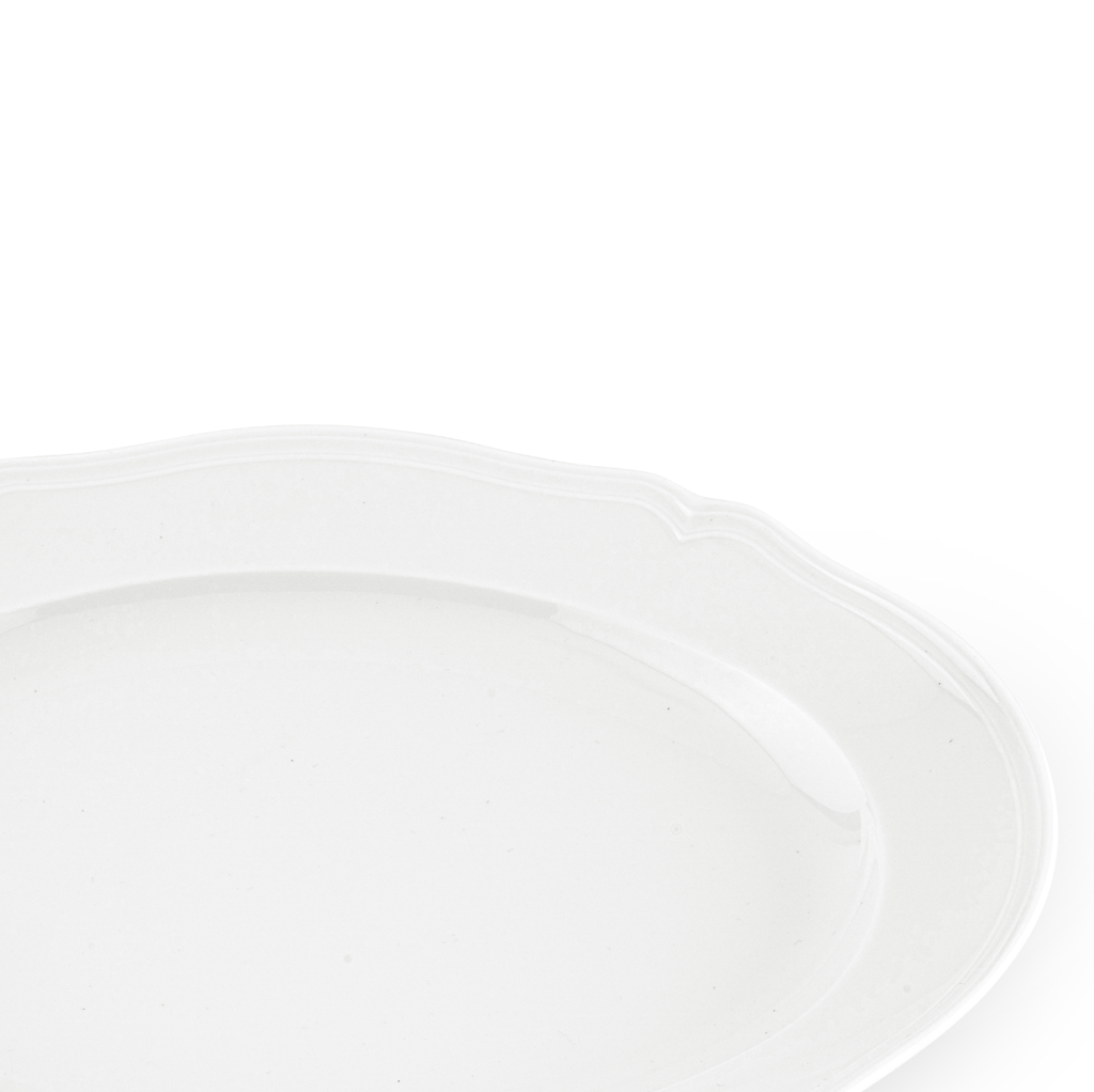 white oval platter close up image