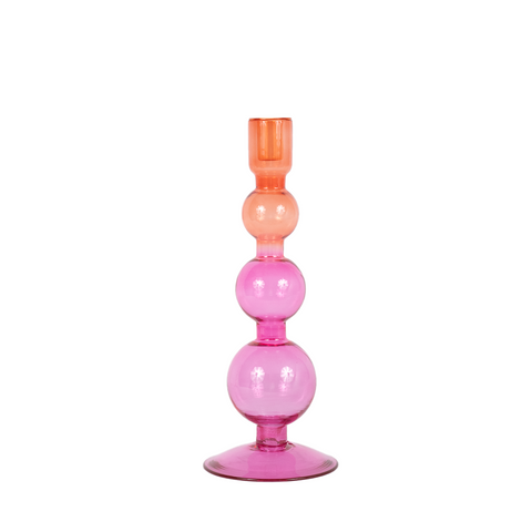 pink and orange bubble glass candlestick