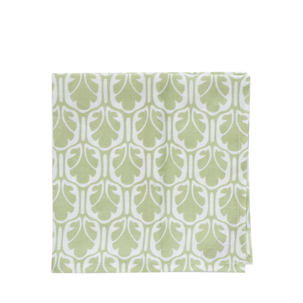 green and white patterned napkin