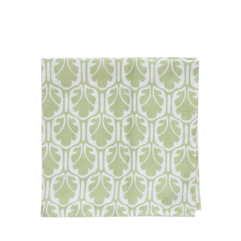 green and white patterned napkin