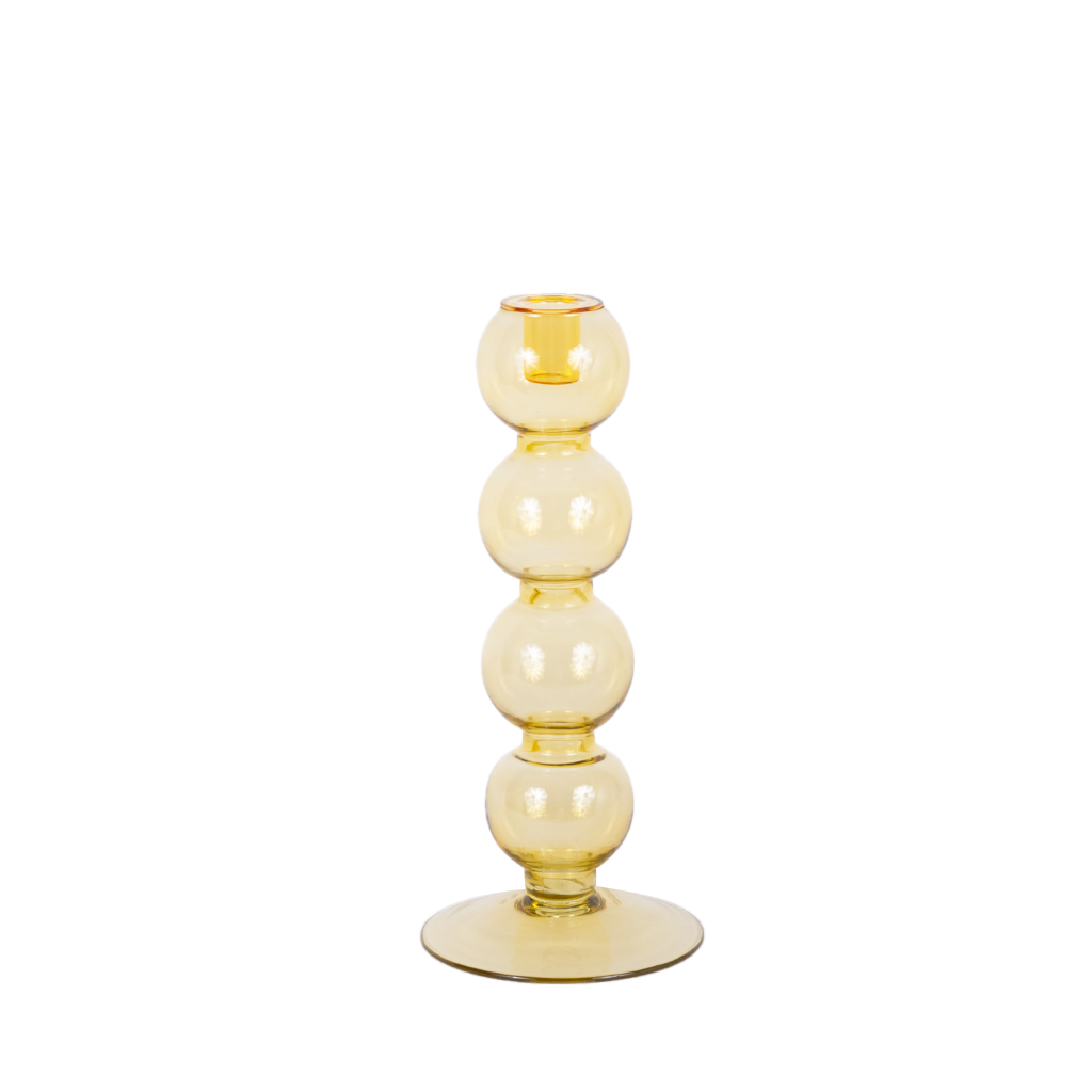 tan glass bubble candlestick