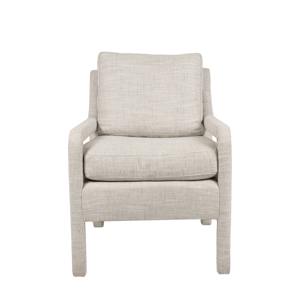 Miner Parsons Chair, Gray linen upholstery