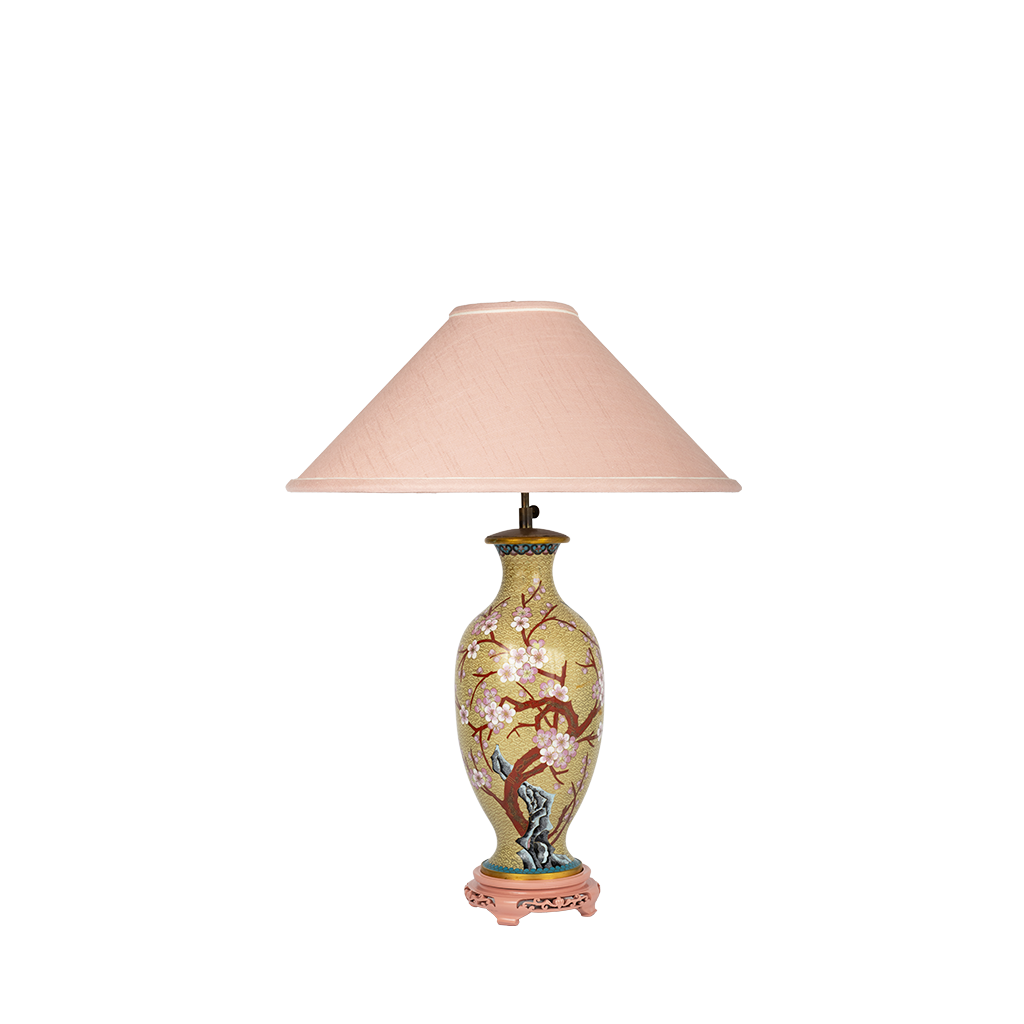 Cloisonne Lamp with Custom Pink Shade